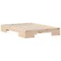 Preview: Bodenbettgestell Braun 135 x 190 cm Massivholz Kiefer