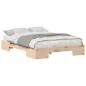 Preview: Bodenbettgestell Braun 135 x 190 cm Massivholz Kiefer