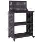 Preview: Werkzeugwagen mit Regal mit Rad mit Speicher Schwarz 65 x 35 x 111 cm Metall