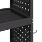 Preview: Werkzeugwagen mit Regal mit Rad mit Speicher Schwarz 65 x 35 x 111 cm Metall