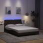 Preview: ARDEBO.de - Bettgestell mit LED ohne Matratze Dunkelbraun 140x190 cm Stoff