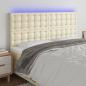 Preview: ARDEBO.de - LED Kopfteil Creme 200x5x118/128 cm Kunstleder