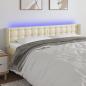 Preview: ARDEBO.de - LED Kopfteil Creme 203x16x78/88 cm Kunstleder