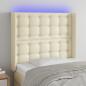 Preview: ARDEBO.de - LED Kopfteil Creme 103x16x118/128 cm Kunstleder
