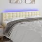 Preview: ARDEBO.de - LED Kopfteil Creme 200x5x78/88 cm Kunstleder