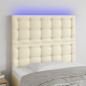 Preview: ARDEBO.de - LED Kopfteil Creme 100x5x118/128 cm Kunstleder