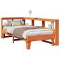 Preview: ARDEBO.de - Massivholzbett mit Regal ohne Matratze Wachsbraun 90x200 cm