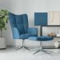 Preview: ARDEBO.de - Relaxsessel mit Hocker Blau Samt