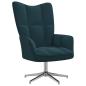 Preview: Relaxsessel mit Hocker Blau Samt