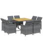 Preview: 9-tlg. Garten-Essgruppe mit Kissen Poly Rattan Grau