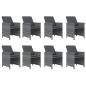 Preview: 9-tlg. Garten-Essgruppe mit Kissen Poly Rattan Grau
