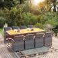 Preview: ARDEBO.de - 9-tlg. Garten-Essgruppe mit Auflagen Poly Rattan Grau