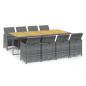 Preview: 9-tlg. Garten-Essgruppe mit Auflagen Poly Rattan Grau
