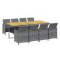 Preview: 9-tlg. Garten-Essgruppe mit Auflagen Poly Rattan Grau