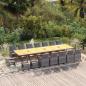 Preview: ARDEBO.de - 19-tlg. Garten-Essgruppe mit Kissen Grau Poly Rattan