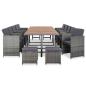 Preview: 15-tlg. Garten-Essgruppe mit Auflagen Poly Rattan Anthrazit