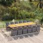 Preview: ARDEBO.de - 13-tlg. Garten-Essgruppe mit Kissen Poly Rattan Grau