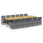 Preview: 13-tlg. Garten-Essgruppe mit Kissen Poly Rattan Grau