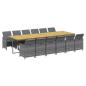 Preview: 13-tlg. Garten-Essgruppe mit Kissen Poly Rattan Grau