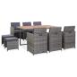 Preview: ARDEBO.de - 11-tlg. Garten-Essgruppe Poly Rattan Akazienholz Anthrazit