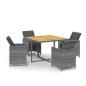 Preview: 5-tlg. Garten-Essgruppe mit Kissen Poly Rattan Grau