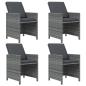 Preview: 5-tlg. Garten-Essgruppe mit Kissen Poly Rattan Grau