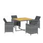 Preview: 5-tlg. Garten-Essgruppe mit Kissen Poly Rattan Grau