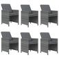 Preview: 7-tlg. Garten-Essgruppe mit Kissen Poly Rattan Grau