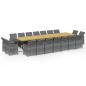 Preview: 19-tlg. Garten-Essgruppe mit Kissen Grau Poly Rattan
