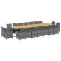 Preview: 19-tlg. Garten-Essgruppe mit Kissen Grau Poly Rattan