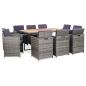 Preview: ARDEBO.de - 11-tlg. Garten-Essgruppe mit Auflagen Poly Rattan Grau