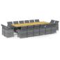 Preview: 17-tlg. Garten-Essgruppe mit Kissen Poly Rattan Grau