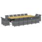 Preview: 17-tlg. Garten-Essgruppe mit Kissen Poly Rattan Grau