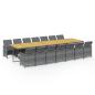 Preview: 15-tlg. Garten-Essgruppe mit Kissen Grau Poly Rattan