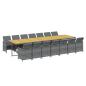 Preview: 15-tlg. Garten-Essgruppe mit Kissen Grau Poly Rattan