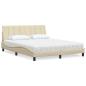 Preview: ARDEBO.de - Bett mit Matratze "Hanko" Creme 160x200 cm Stoff