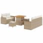 Preview: 8-teiliges Garten Sofa Set mit Kissen Beige Poly Rattan Akazie