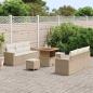 Preview: 9-teiliges Garten Sofa Set mit Kissen Beige Poly Rattan Akazie