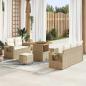 Preview: ARDEBO.de - 8-tlg. Garten-Sofagarnitur mit Kissen Beige Poly Rattan Akazie