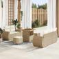 Preview: ARDEBO.de - 8-tlg. Garten-Sofagarnitur mit Kissen Beige Poly Rattan Akazie