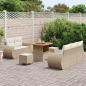 Preview: 8-tlg. Garten-Sofagarnitur mit Kissen Beige Poly Rattan Akazie