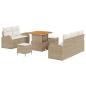 Preview: 8-teiliges Garten Sofa Set mit Kissen Beige Poly-Rattan Akazie