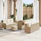 Preview: ARDEBO.de - 9-teiliges Garten Sofa Set mit Kissen Beige Poly Rattan Akazie