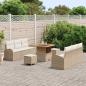Preview: 9-teiliges Garten Sofa Set mit Kissen Beige Poly Rattan Akazie