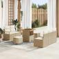 Preview: ARDEBO.de - 8-teiliges Garten Sofa Set mit Kissen Beige Poly Rattan Akazie