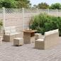 Preview: 8-teiliges Garten Sofa Set mit Kissen Beige Poly Rattan Akazie