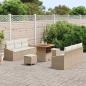 Preview: 9-teilige Garten-Sofa-Set mit Kissen Beige Poly Rattan Akazie