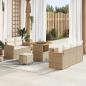 Preview: ARDEBO.de - 8-teiliges Garten-Sofa-Set mit Kissen Beige Poly-Rattan Akazie