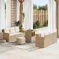 Preview: ARDEBO.de - 9-teiliges Garten Sofa Set mit Kissen Beige Poly Rattan Akazie