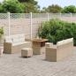 Preview: 9-teiliges Garten Sofa Set mit Kissen Beige Poly Rattan Akazie